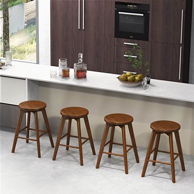 Hivvago 4 Set Of  Counter Height Bar Stool With Rubber Wood Frame
