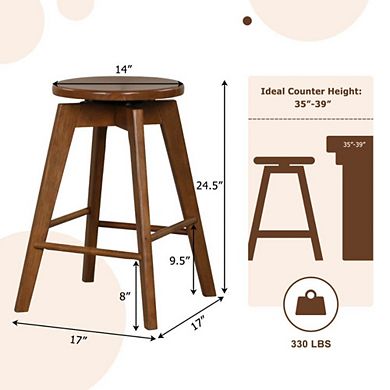 Hivvago 4 Set Of  Counter Height Bar Stool With Rubber Wood Frame