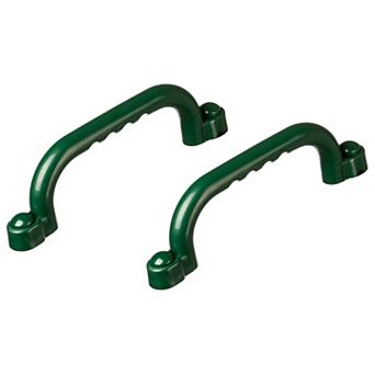 Green Plastic Safety Grab Handles Set, Kids Outdoor Play House Hand Grip Bars Playground Accessory