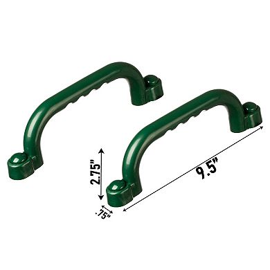 Green Plastic Safety Grab Handles Set, Kids Outdoor Play House Hand Grip Bars Playground Accessory