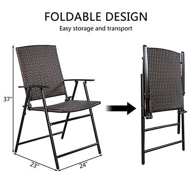 Set Of 4 Rattan Folding Chairs