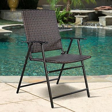 Set Of 4 Rattan Folding Chairs