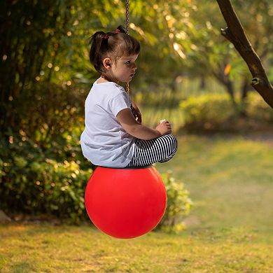 Adjustable Red Rubber Ball Swing with Pump for Outdoor Play