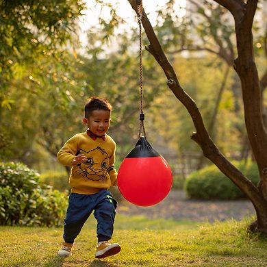 Adjustable Red Rubber Ball Swing with Pump for Outdoor Play