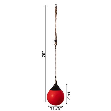 Adjustable Red Rubber Ball Swing with Pump for Outdoor Play