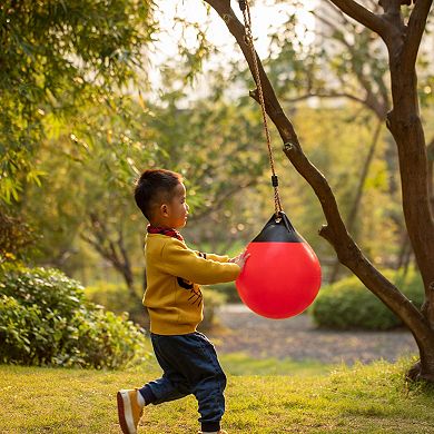 Adjustable Red Rubber Ball Swing with Pump for Outdoor Play