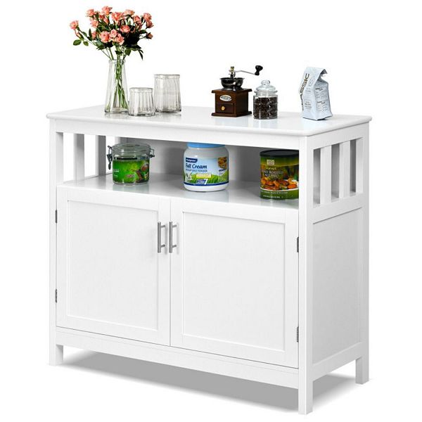 Kitchen Buffet Server Sideboard Storage With 2 Doors And Shelf
