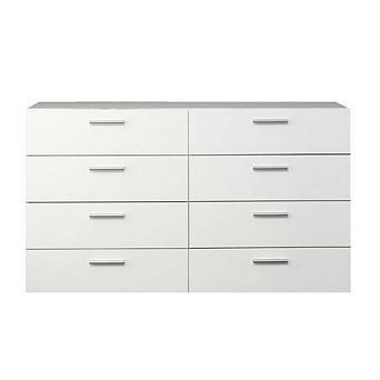 White Modern Bedroom 8-drawer Double Dresser