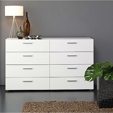 White Modern Bedroom 8-drawer Double Dresser