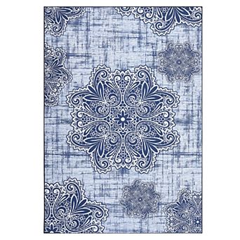 Garvee Indoor Vintage Floral Print Area Rug Soft Non Slip Oriental Carpet Mat