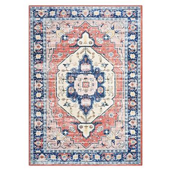 Garvee Traditional Floral Print Area Rug Machine Washable Vintage Soft Carpet Mat