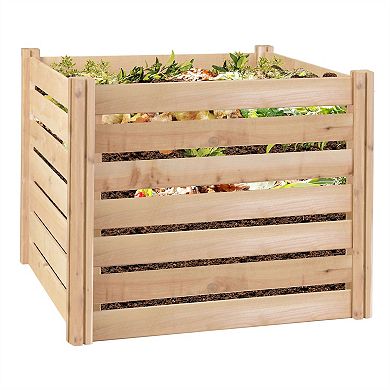 Wooden Garden Compost Bin, 174-Gallon Capacity, Natural Cedar for Outdoor Use, 36 inches