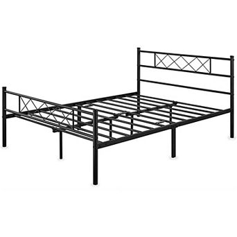 Full Size Traditional Powder Coated Slatted Metal Platform Bed