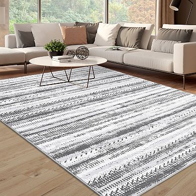 Glowsol Modern Abstract Area Rug Washable Soft Low Pile Throw Carpet For Home Decor