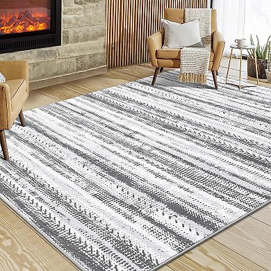 Glowsol Modern Abstract Area Rug Washable Soft Low Pile Throw Carpet For Home Decor