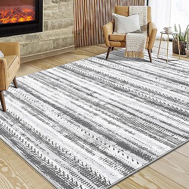 Garvee Modern Abstract Area Rug Washable Soft Low Pile Throw Carpet for Home Decor