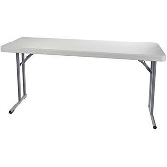 Steel Frame Rectangular Folding Table With Speckled Grey Top