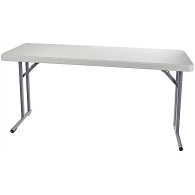 Steel Frame Rectangular Folding Table With Speckled Grey Top