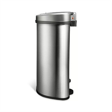 18.5-Gallon Dual Compartment Trash and Recycling Bin with Motion Sensor, 26.42 in. H, Silver