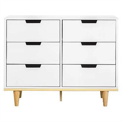 Modern Mid-century Style 6-drawer Double Dresser