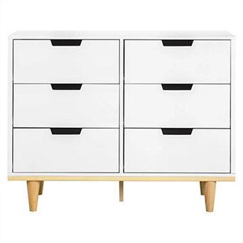 Modern Mid-century Style 6-drawer Double Dresser