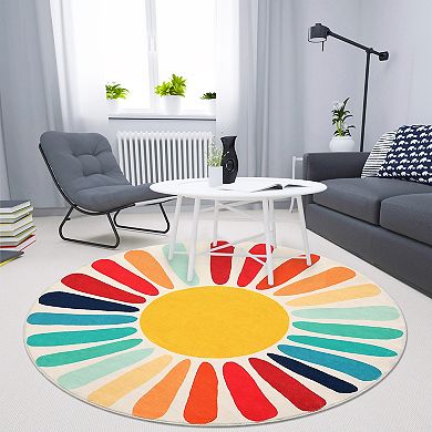 Garvee Boho Sun Print Area Rug Washable Non Slip Soft Modern Carpet Mat for Home Decor