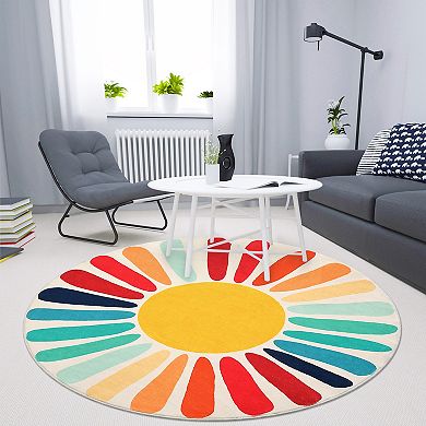 Glowsol Boho Sun Print Area Rug Washable Non Slip Soft Modern Carpet Mat For Home Decor