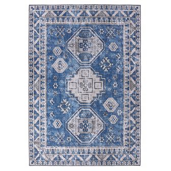 Garvee Vintage Distressed Area Rug Geometric Print Retro Accent Throw Carpet
