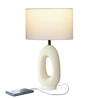 Brightech Artemis 22" Ceramic Led Table Lamp With Usb-c Charging Port