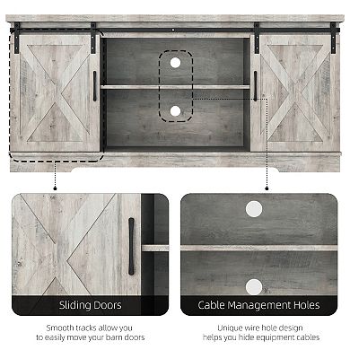 Farmhouse TV Stand for 65 inch TV Console Table with Movable Shelf for Home Living Room