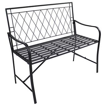 Sunnydaze 2-person Argyle Diamond Iron Outdoor Garden Bench - Black