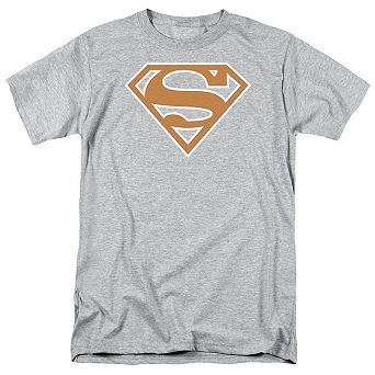 Superman Burnt Orange & White Shield Short Sleeve Adult T-shirt
