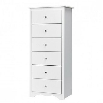 Modern 6 Drawer Tall Wood Dresser Chest