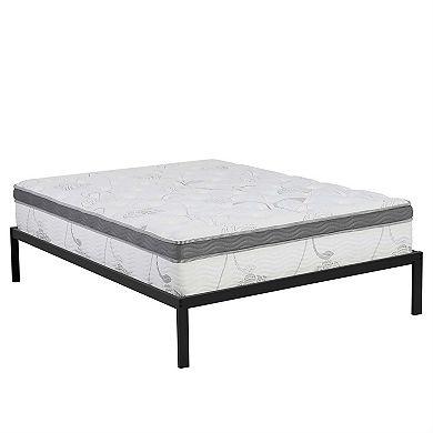 Queen Size Steel Metal Platform Bed Frame With Wood Slats