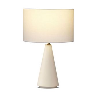 Brightech Nathaniel 20" Cement Led Table Lamp With Cream Drum Shade