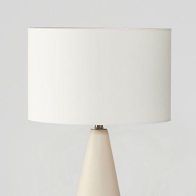 Brightech Nathaniel 20" Cement Led Table Lamp With Cream Drum Shade