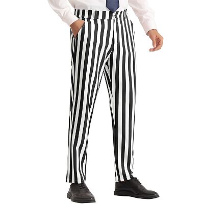 Striped Dress Pants for Men's Straight Leg Color Block Business Trousers