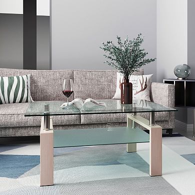 Homavo Coffee Table Rectangle,Modern Side Center Tables For Living Room