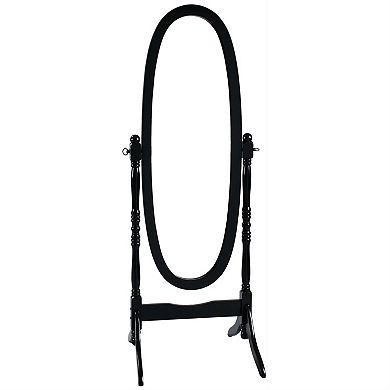 Black Oval Full-Length Floor Mirror with Adjustable Tilt for Bedroom or Closet, 59.5 inches H