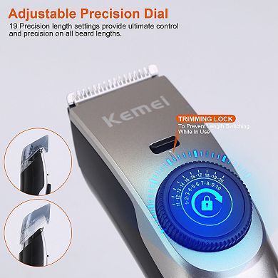 Cordless Beard Trimmer Set With Usb Rechargeable Electric Razor And Precision Dial