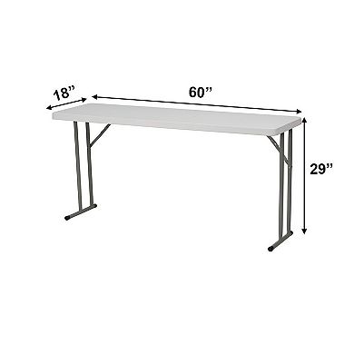 Lightweight 60 Inch Folding Table with Metal Frame for Banquet and Classroom Use, White