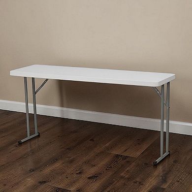 Lightweight 60 Inch Folding Table with Metal Frame for Banquet and Classroom Use, White