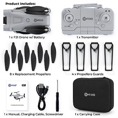F21 1080p Camera Foldable Drone Brushless Motor, Obstacle Avoidance, Follow Me, Altitude Hold