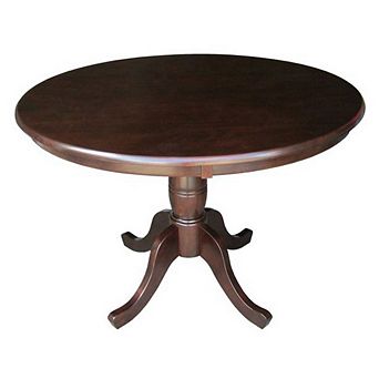 Round 36-inch Solid Wood Kitchen Pedestal Dining Table