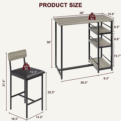 Kitchen Table Set, Dining Table and Chairs for 2