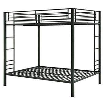 Full Over Full Size Sturdy Black Metal Bunk Bed
