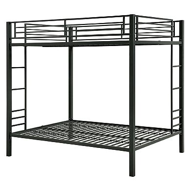 Full Over Full Size Sturdy Black Metal Bunk Bed