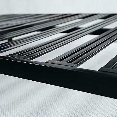 Twin Black Metal Platform Bed Frame with Wide Wood Slats main image 0
