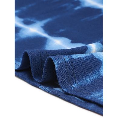 Plus Size Tops for Women Tie Dye Short Sleeve Casual Round Neck Pleated Summer Basic T Shirts