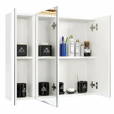 Modern 3-door Wall Mounted Medicine Cabinet Bathroom Mirror Cupboard